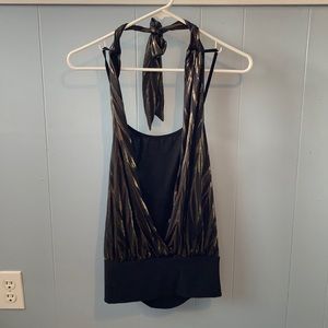 Black and Gold Deep Cut Halter